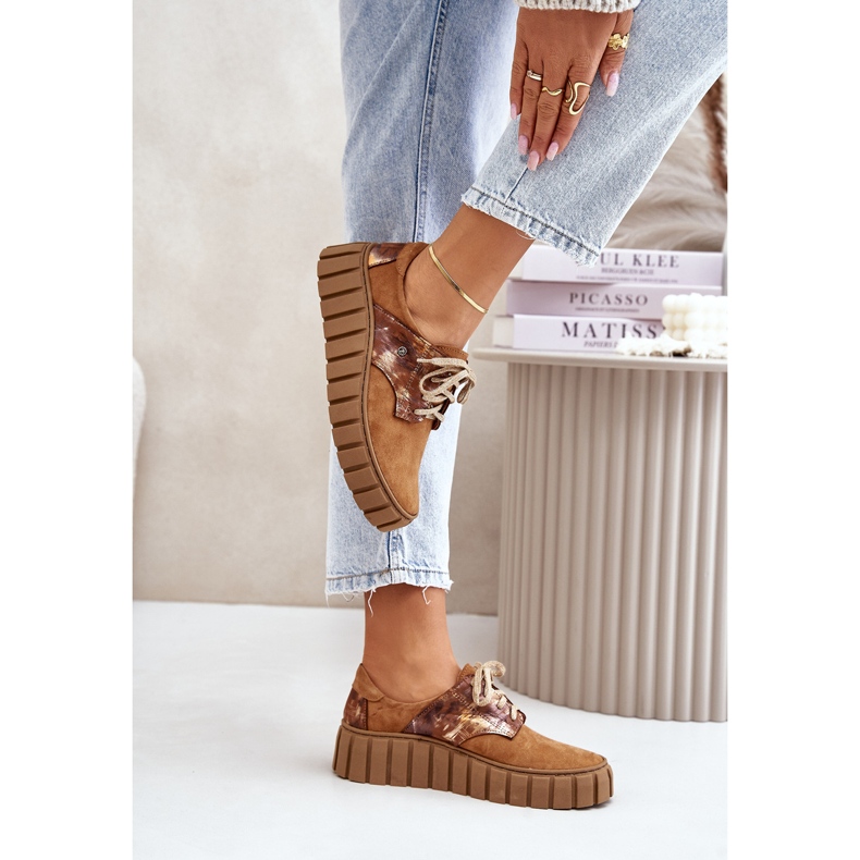 Zamszowe Półbuty Na Platformie Brązowe Hypnosis 2