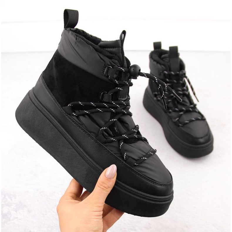 Śniegowce Potocki botki na pltformie W 72302 WOL280A czarne 1