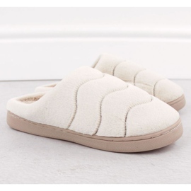 Kapcie domowe futerkowe Unisoft W 6622 EVE466B beżowy 2