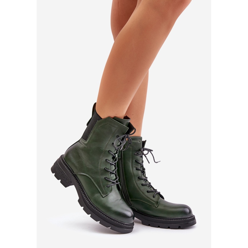 Jezzi Ocieplane Botki Workery Na Zamek Zielone Leairae 1