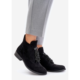 Ocieplane Niskie Botki Z Ozdobą Na Zamek S.Barski HY42-715 Czarne 1