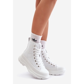 Skórzane Ocieplane Trampki Na Masywnej Platformie Big Star OO274A598 Białe 1