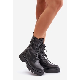 Ocieplane Botki Workery Damskie Z Eko Skóry Czarne Nealandra 1