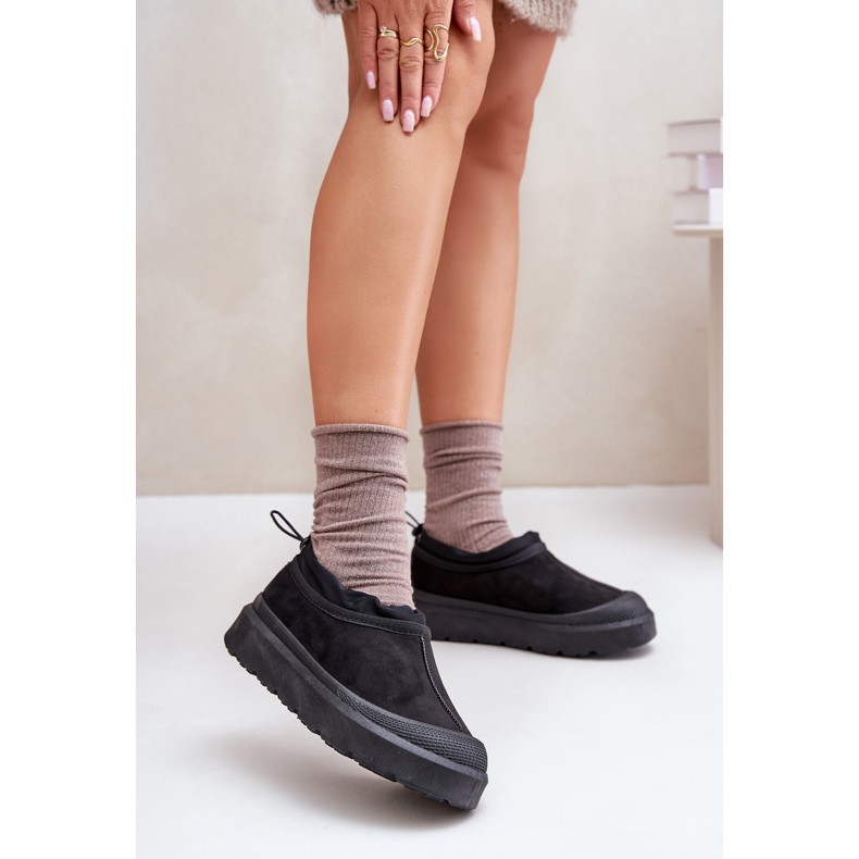 Śniegowce Damskie Na Platformie Z Niską Cholewką Czarne Izamine 2