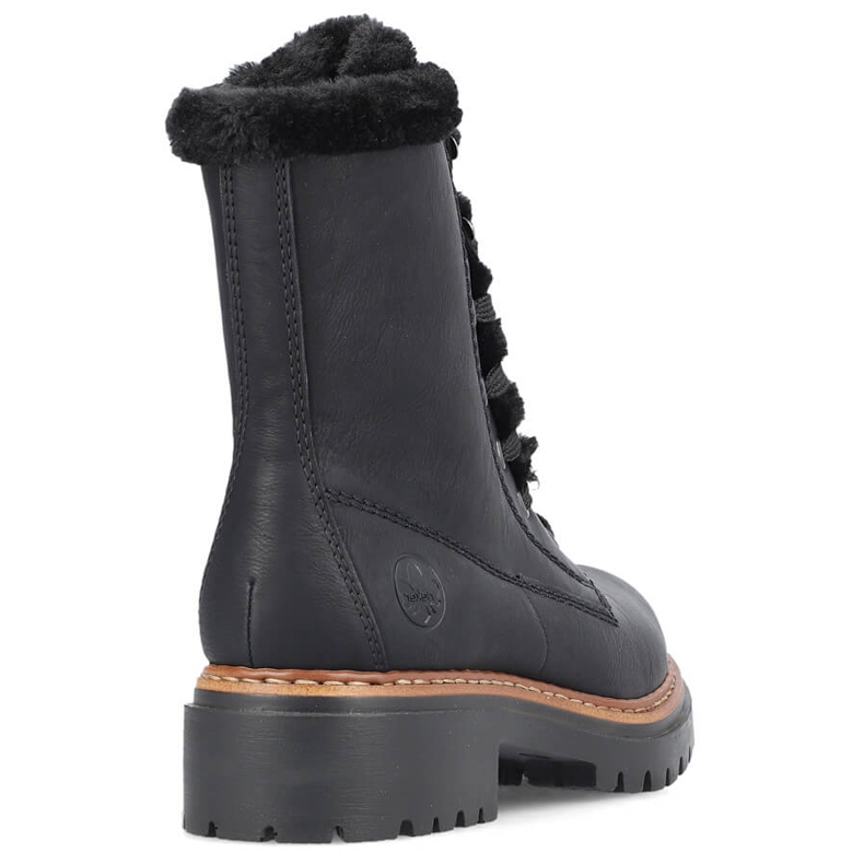 Workery damskie ocieplane z futerkiem czarne Rieker 72625-00 1