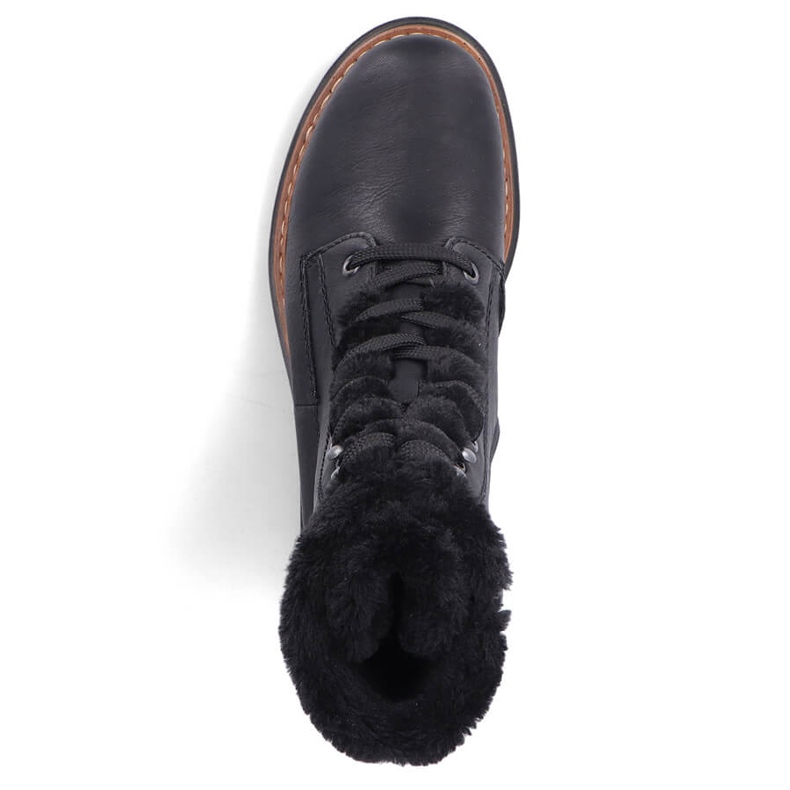 Workery damskie ocieplane z futerkiem czarne Rieker 72625-00 2