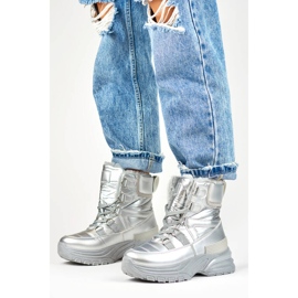 Śniegowce damskie botki połyskujące srebrne 22-PY16061SI srebrny 2