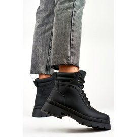 Traperki damskie botki lekko ocieplane czarne 8538A-B 2