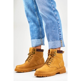 Traperki damskie ocieplane botki camel 9501-PA-C brązowe 1