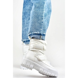 Śniegowce damskie na rzep białe JH-1W 2