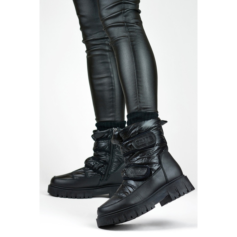 Śniegowce damskie na rzep metaliczne czarne JH-1B 2