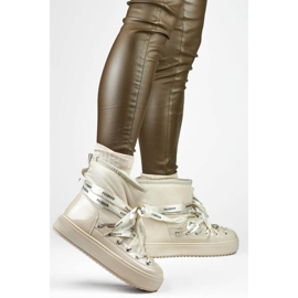 Śniegowce damskie botki sznurowane beżowe 5754-4BE beżowy 2