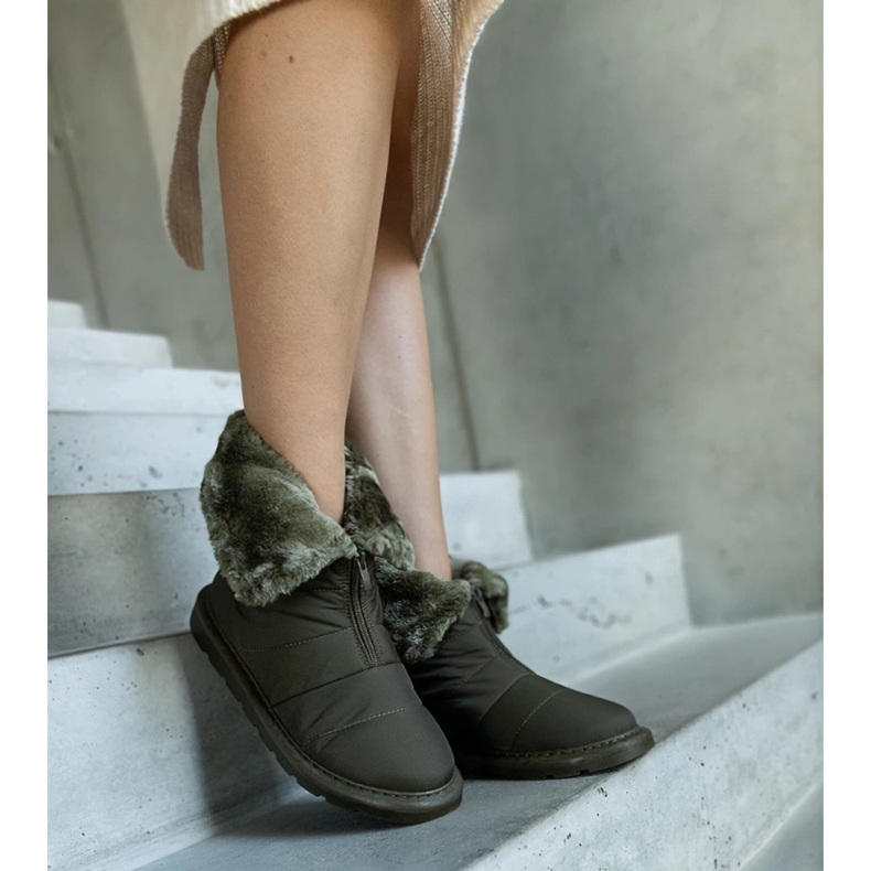 Zielone ocieplane śniegowce z kołnierzem Edidda 2