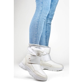 Śniegowce damskie na rzep białe 3535W 2