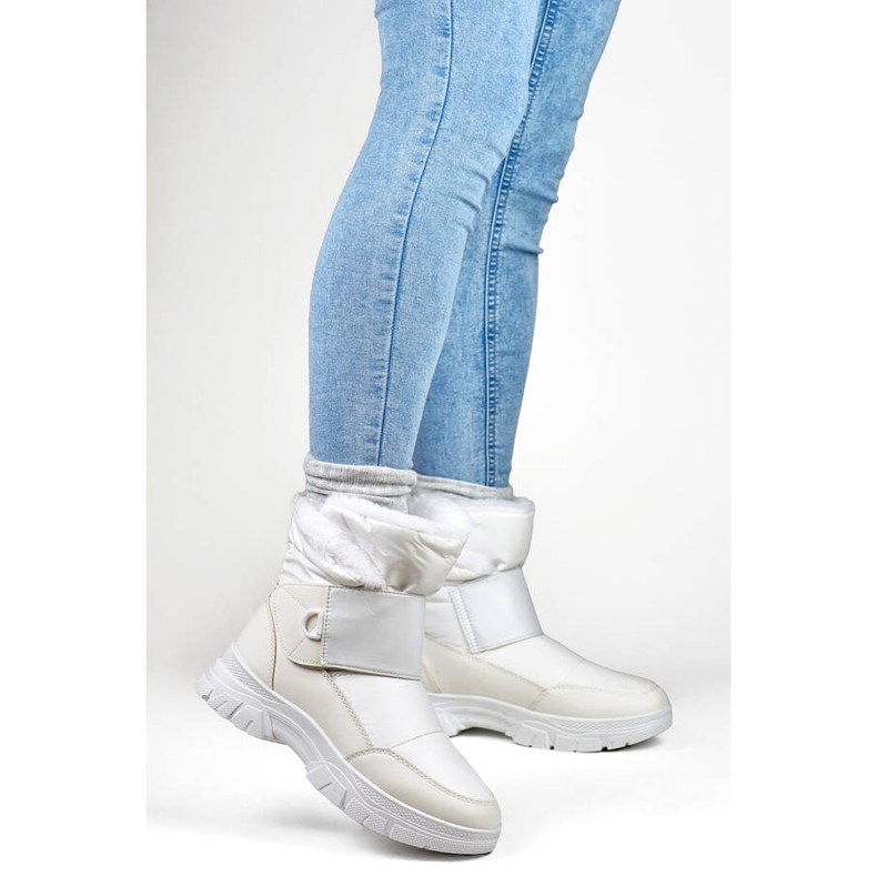 Śniegowce damskie na rzep białe 3535W 2