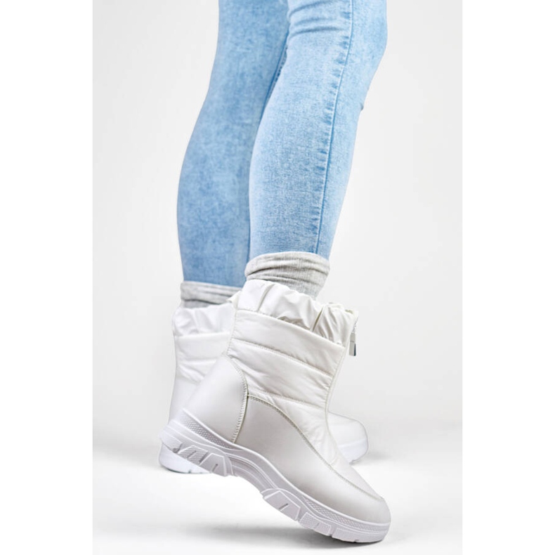 Śniegowce damskie na zamek białe 3555-2-W 2