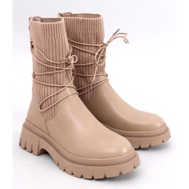 Botki ze skarpetkową cholewką Willet Khaki beżowy 1