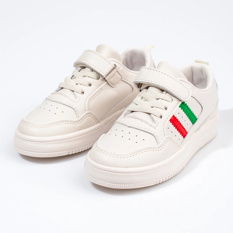 Sneakersy dziecięce białe z paskami 2