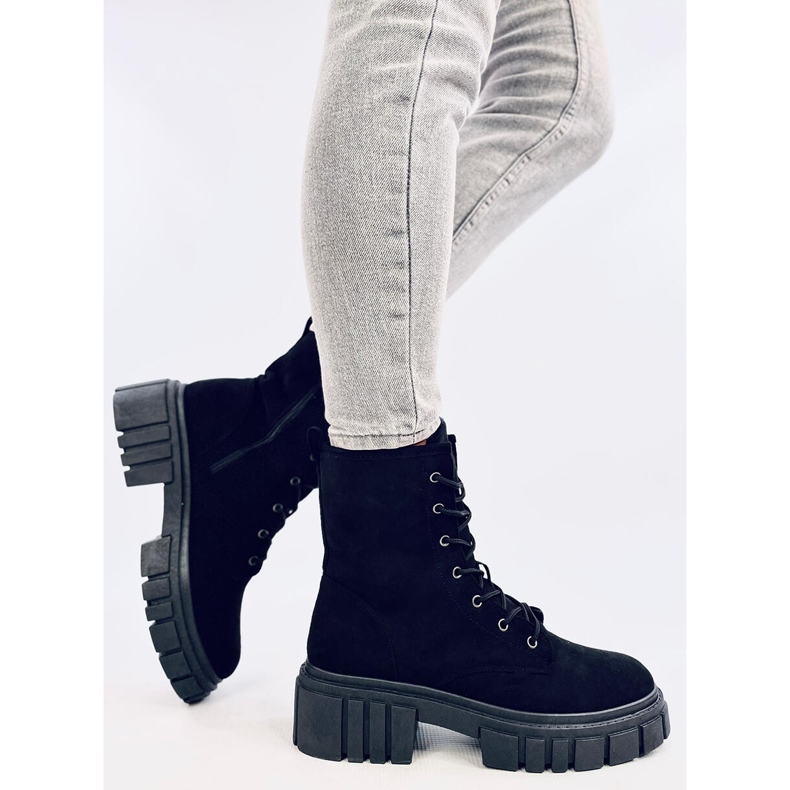 Botki sznurowane Kelis Black czarne 2
