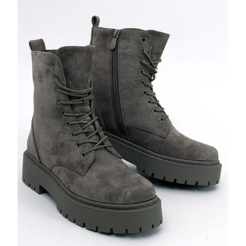 Botki na platformie sznurowane Burse Green zielone 1