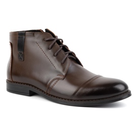 Olivier Buty męskie zimowe eleganckie trzewiki 282LU ciemny brąz brązowe 2