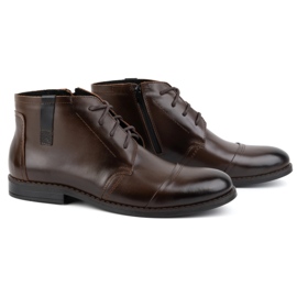 Olivier Buty męskie zimowe eleganckie trzewiki 282LU ciemny brąz brązowe 3