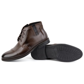 Olivier Buty męskie zimowe eleganckie trzewiki 282LU ciemny brąz brązowe 4