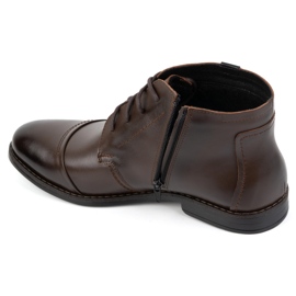 Olivier Buty męskie zimowe eleganckie trzewiki 282LU ciemny brąz brązowe 6