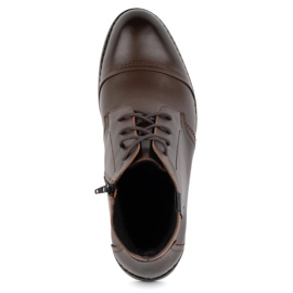 Olivier Buty męskie zimowe eleganckie trzewiki 282LU ciemny brąz brązowe 7