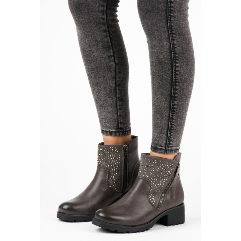 Vices Casualowe botki na suwak szare 1