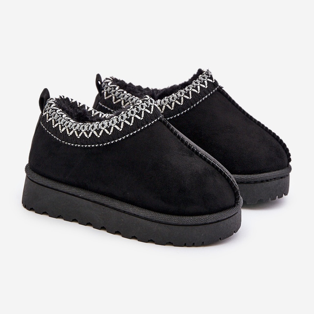 Śniegowce Botki Dziecięce Na Platformie Ocieplane Futerkiem Czarne Vilabria 1