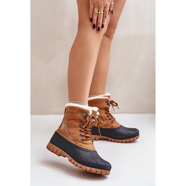 Śniegowce Damskie Sznurowane Z Futerkiem Lee Cooper LCJ-24-44-2869 Camel brązowe 2