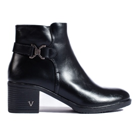 Czarne eleganckie botki na słupku Potocki 1