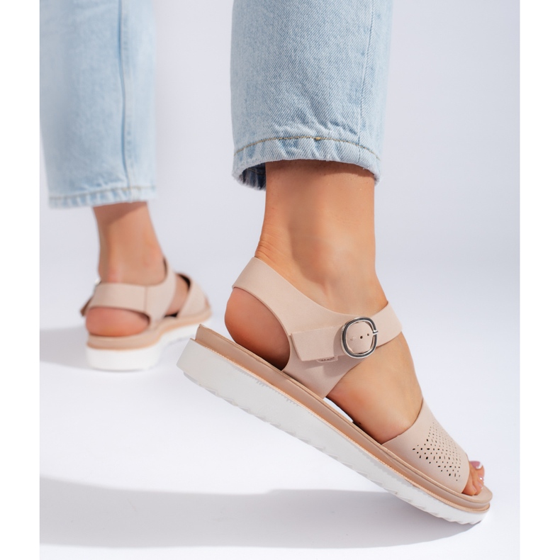 Jasnoróżowe sandały na platformie Sergio Leone 1