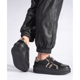 Skórzane czarne sneakersy na platformie 2