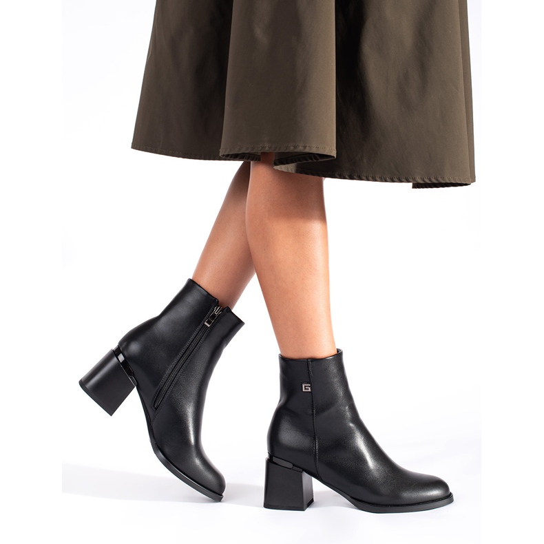 Goodin Klasyczne czarne botki damskie na słupku 1