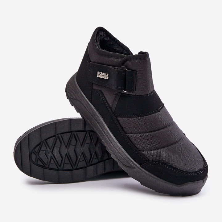 Ocieplane Męskie Buty Zimowe Śniegowce Progress PROGJ-22-153 Czarne 2