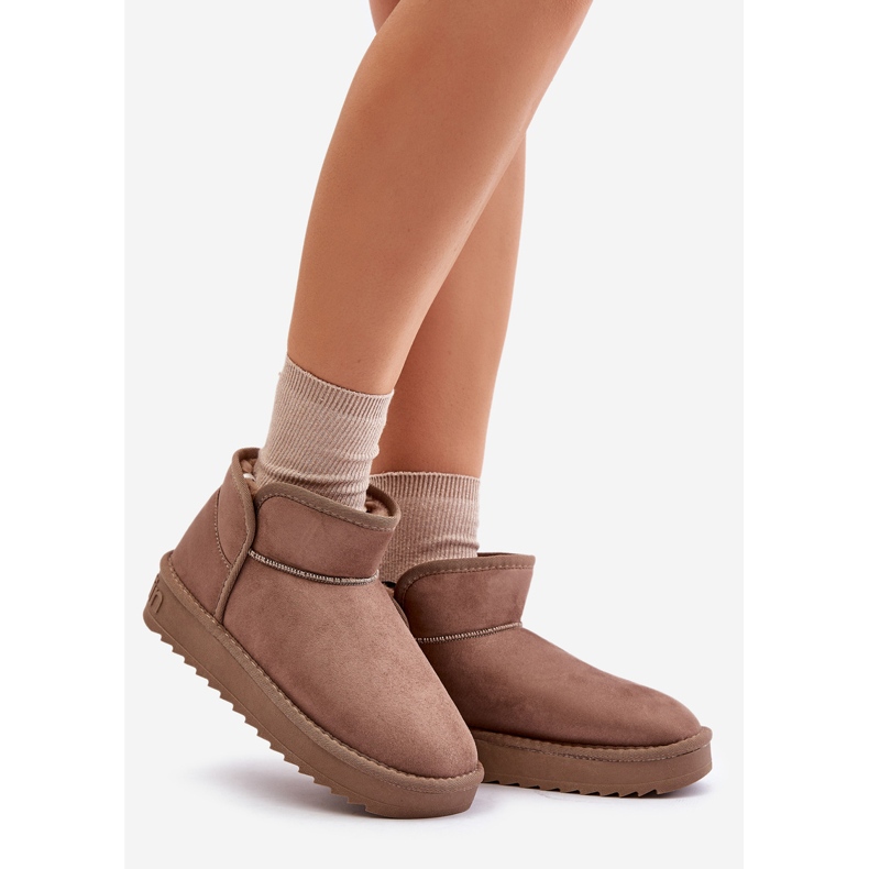 Śniegowce Na Platformie Damskie D.Franklin DFSH370010 Taupe beżowy 1