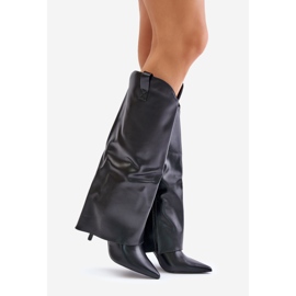 Kozaki Na Szpilce Z Wywiniętą Cholewką Czarne Bellinna 1