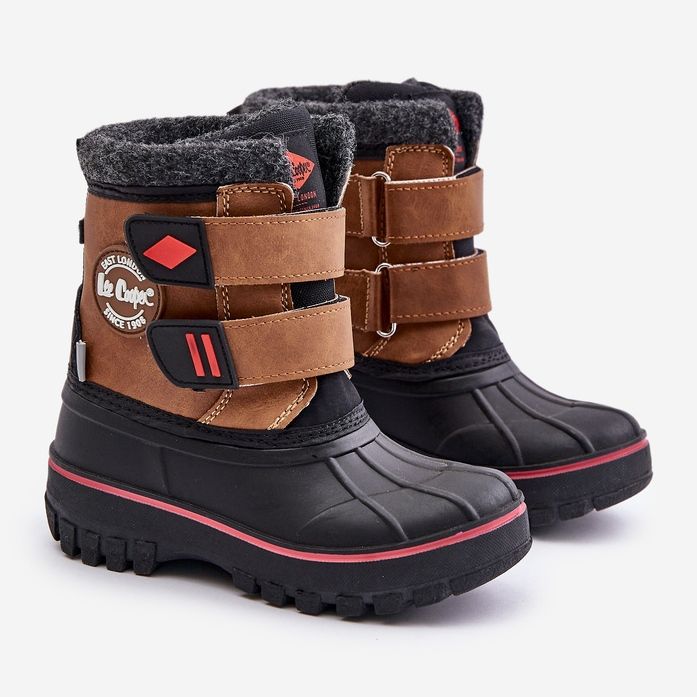 Śniegowce Dziecięce Na Rzepy Lee Cooper LCJ-24-44-2864K Camel brązowe 1