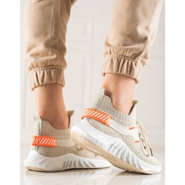 Weide Modne Tekstylne Sneakersy beżowy 2