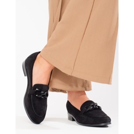 W. Potocki Zamszowe mokasyny damskie ażurowe Potocki czarne 2