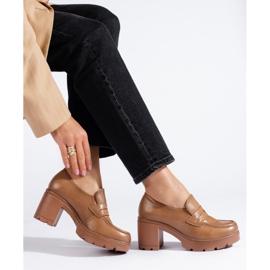 W. Potocki Brązowe półbuty na grubym słupku Potocki 1