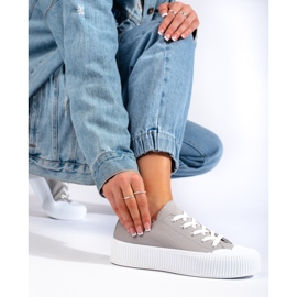 Damskie trampki na platformie szare 2