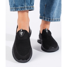 Czarne tekstylne trampki damskie 1