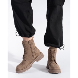 Brązowe sznurowane workery damskie Sergio Leone 2