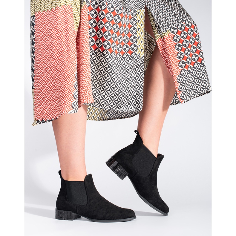 Czarne sztyblety z ozdobnym obcasem Sergio Leone 1