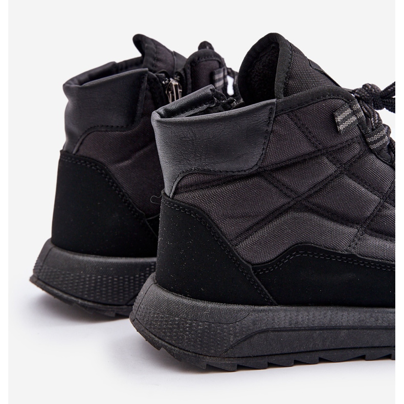 Ocieplane Męskie Buty Zimowe Sznurowane Progress PROGJ-24-153 Czarne 2