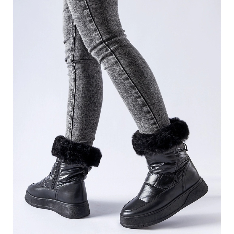 Czarne ocieplane śniegowce z futerkiem Oliver 1