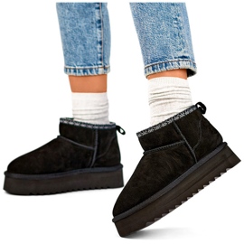 Czarne skórzane śniegowce damskie botki ocieplane zimowe 2